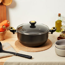 Meyer Skyline Non-Stick Casserole/Biryani Pot 4.7L/24cm, Black