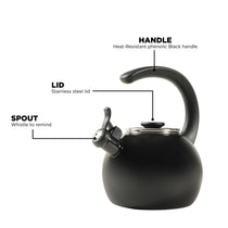 Circulon Enamel On Steel Whistling Tea Kettle 1.9 Liters, Black