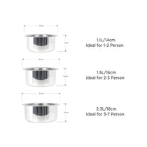 MEYER Trivantage set of 3 Tri-ply Stainless Steel Tope With Lid (14,16,18 cm)