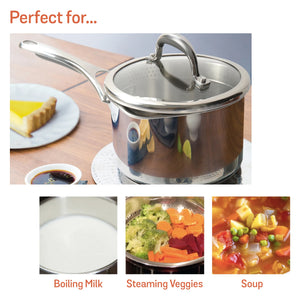 Meyer Select Stainless Steel Straining Saucepan 18cm (Induction & Gas Compatible)