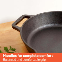 Meyer Pre-Seasoned Cast Iron double Handle skillet 26cm, Black-04