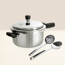 MEYER Presta 5.5L Pressure Cooker+Serving Spoon+Steel Ladle 3-Piece Set