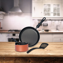 Meyer Non-Stick 3pcs Cookware Set (24cm Frypan + 14cm Milkpan + Nylon Turner)