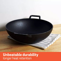 Meyer Pre Seasoned Cast Iron curved Kadai without Lid, 24cm-5