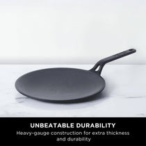 Meyer 2pcs Set - 26cm Cast Iron Roti Tawa + 9 inch Silicone Tongs