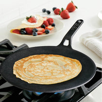 Meyer 2pcs Set - 26cm Cast Iron Roti Tawa + 9 inch Silicone Tongs