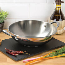 Meyer Select Stainless Steel Frypan and Wok with Lid 3-Piece Cookware Set