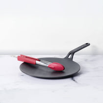 Meyer 2pcs Set - 26cm Cast Iron Roti Tawa + 9 inch Silicone Tongs - Pots and Pans