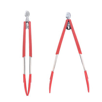 Meyer Crimson Silicone Tongs With Stainless Steel Body, 23cm - Pots and Pans