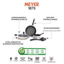 Meyer Non-Stick 6pcs Set (14cm Milkpan+26cm Frypan+26cm Kadai+Nylon Turner+Nylon Spoon) - Pots and Pans