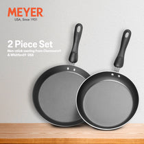 Meyer Non-Stick 2-Piece Cookware Set, Frypan + Flat Tawa (Suitable For Gas & Electric Cooktops) - Pots and Pans