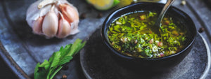 Speed Pulling Chopper Chimichurri: A vibrant, herby Argentine sauce made effortlessly using a manual speed chopper