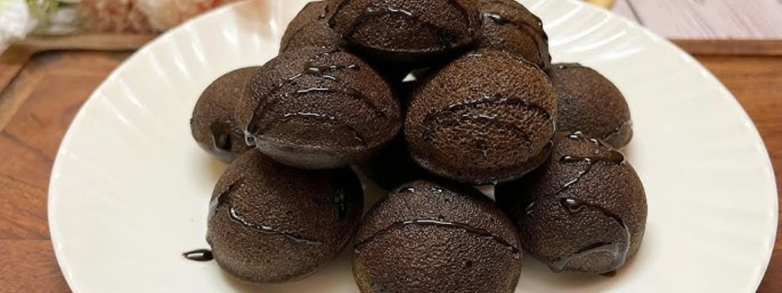 Choco Lava Cake Bombs in Appe Pan: Mini molten-centered chocolate cakes made in an appe pan