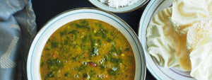 One Pot Palak Sambar: A nutritious South Indian-style dal simmered with fresh spinach.