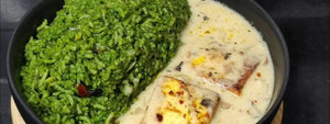Spinach rice with creamy paneer