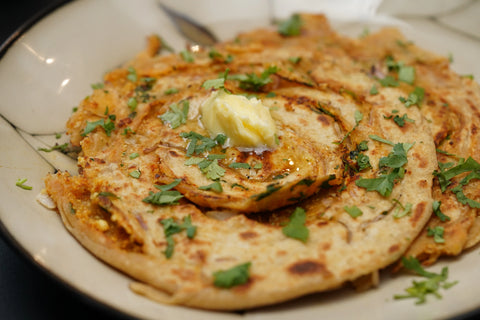Onion Laccha Paratha: Layered Paratha with Spiced Onion & Paneer Filling