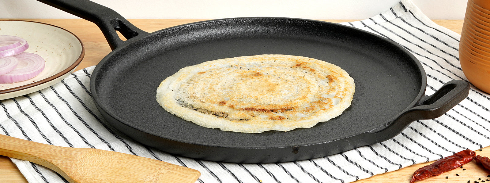 Our most loved Cast Iron Dosa pan which has a smoother finish helps you get  those perfect, crispy dosas so effortlessly. #castiron…