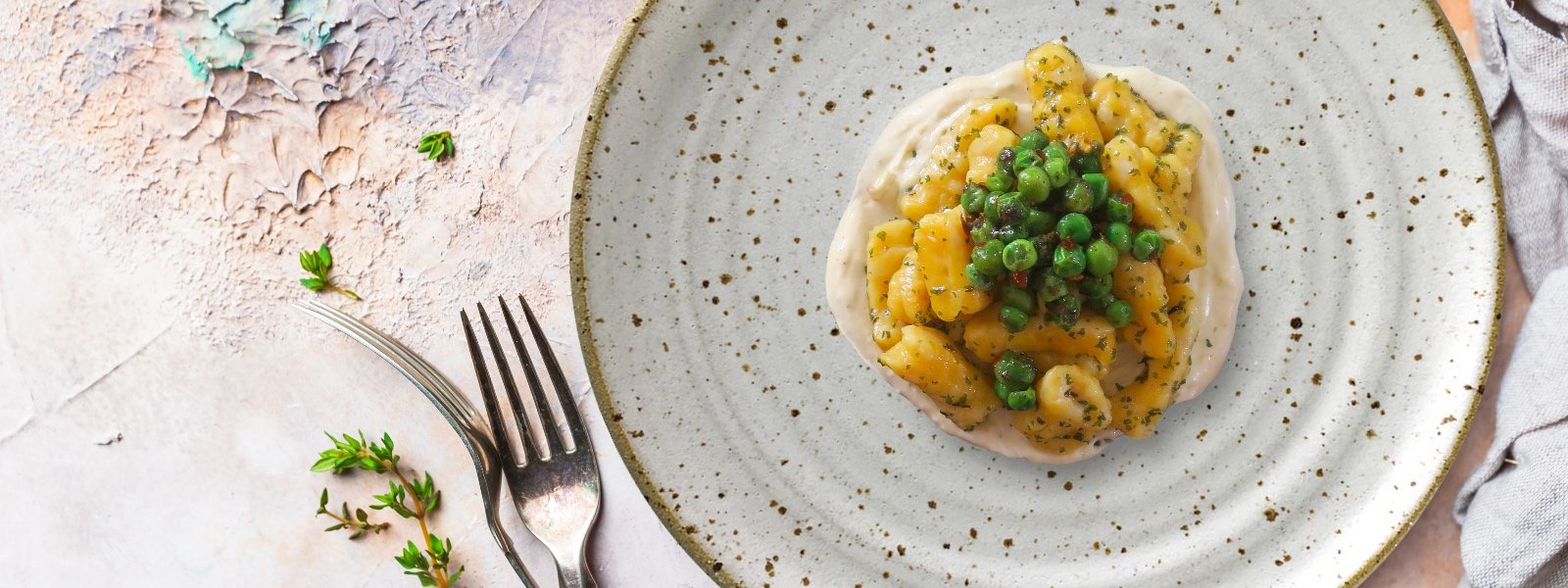 Carrot Gnocchi With Cheese Fondue And Green Peas