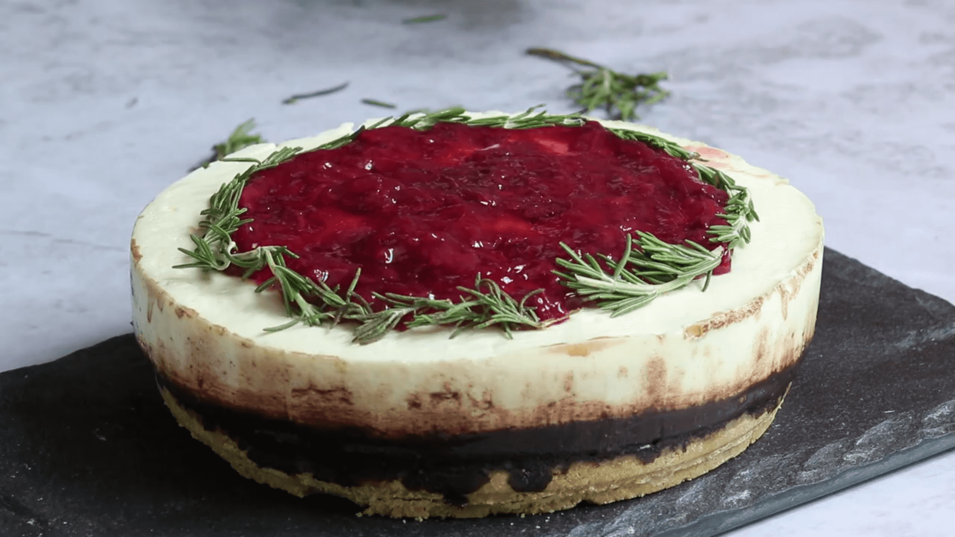 Baked Strawberry Chocolate Cheesecake