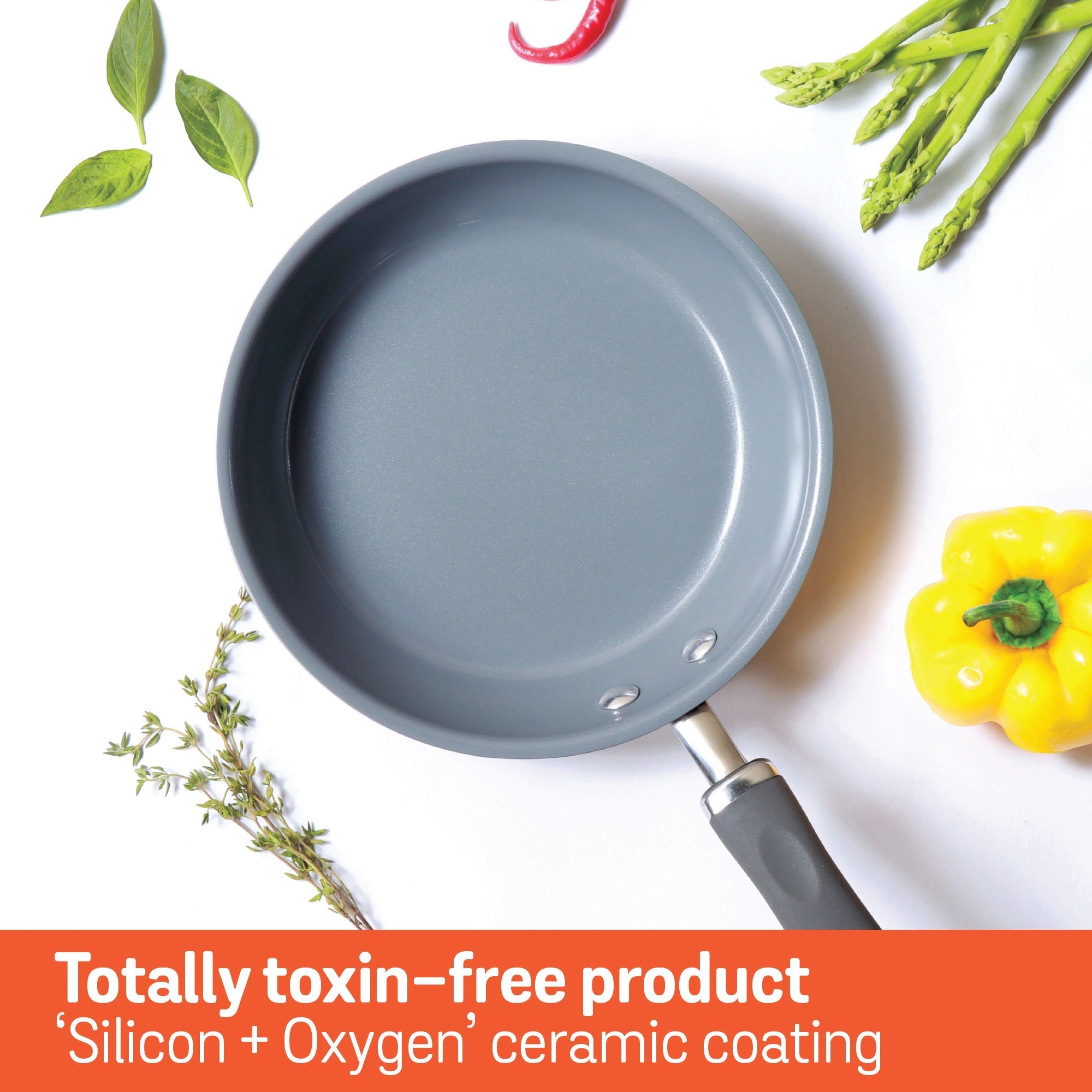 Meyer Anzen Ceramic Coated Cookware 2 piece Set -Frypan + Interchangeable Glass Lid, 26cm