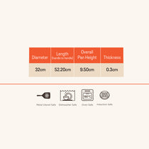 Meyer Flat Tawa Induction, 32cm/3mm Thick, Orange