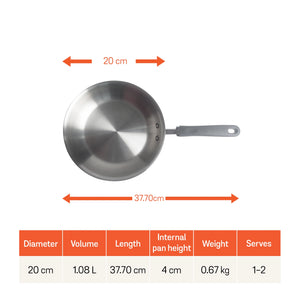 Meyer Trivantage Stainless Steel Triply Cookware  Open Frypan, 20cm