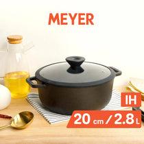 Meyer Pre-Seasoned Cast Iron Dutch Oven/Sauteuse with Glass Lid, 20cm