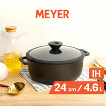 Meyer Pre-Seasoned Cast Iron Dutch Oven/Sauteuse with Glass Lid, 24cm