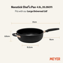 Meyer Accent Series Hard Anodized Nonstick Chef Pan with Helper Handle, 4.5 Liters, Matte Black