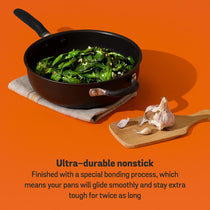 Meyer Accent Series Hard Anodized Nonstick Chef Pan with Helper Handle, 4.5 Liters, Matte Black