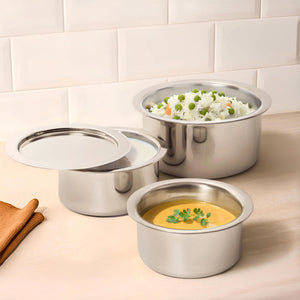 MEYER Trivantage set of 2 Tri-ply Stainless Steel Tope With Lid (18,20 cm)