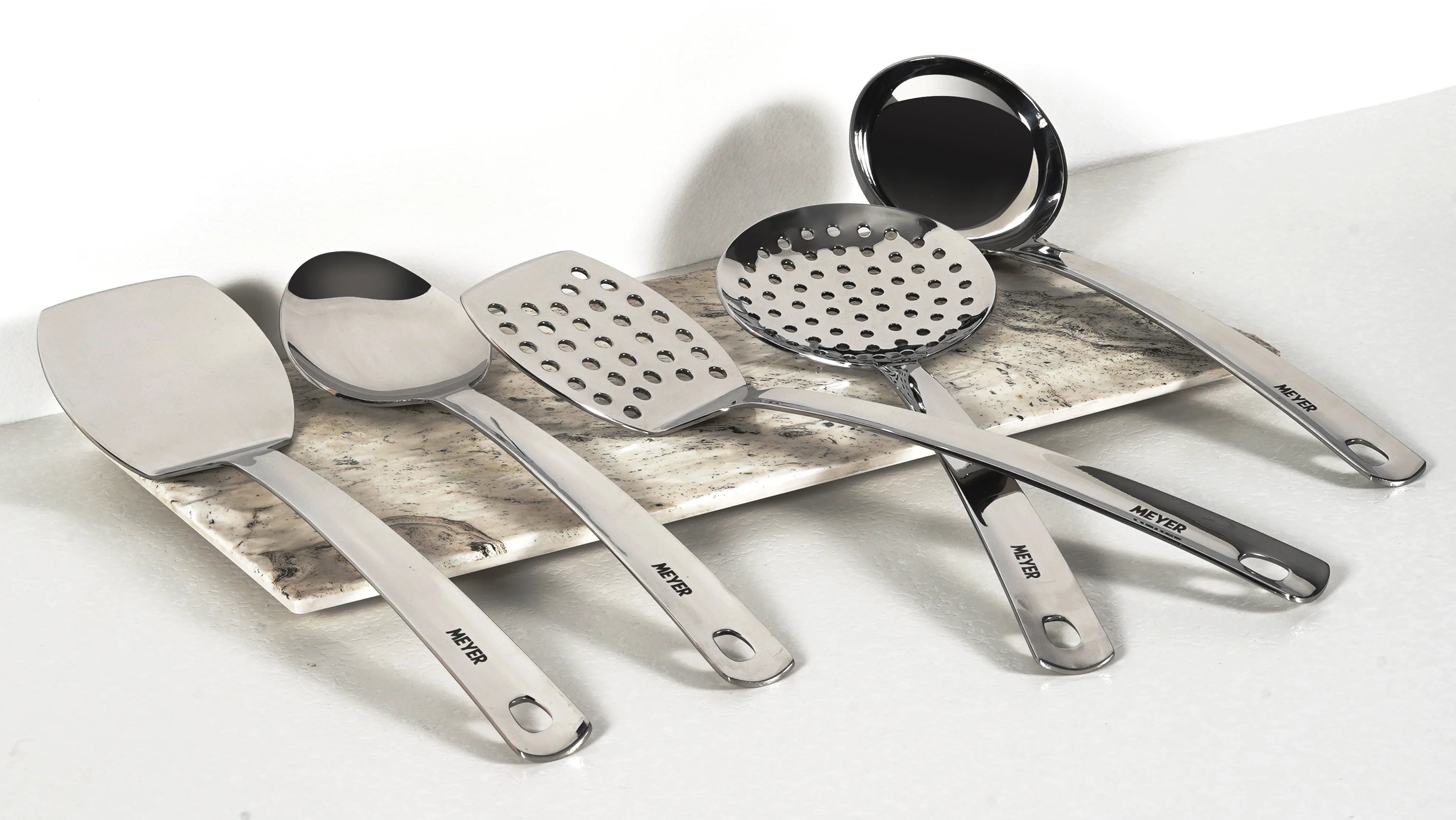 Meyer Stainless Steel Accessories 3 pcs set -  (Slotted Turner, 33cm + Serving Spoon, 32cm  + Ladle, 30cm )