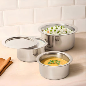 MEYER Trivantage set of 2 Tri-ply Stainless Steel Tope With Lid ( 16,18 cm)