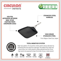 Circulon Non-Stick + Hard Anodized Square Tawa, 28 cm