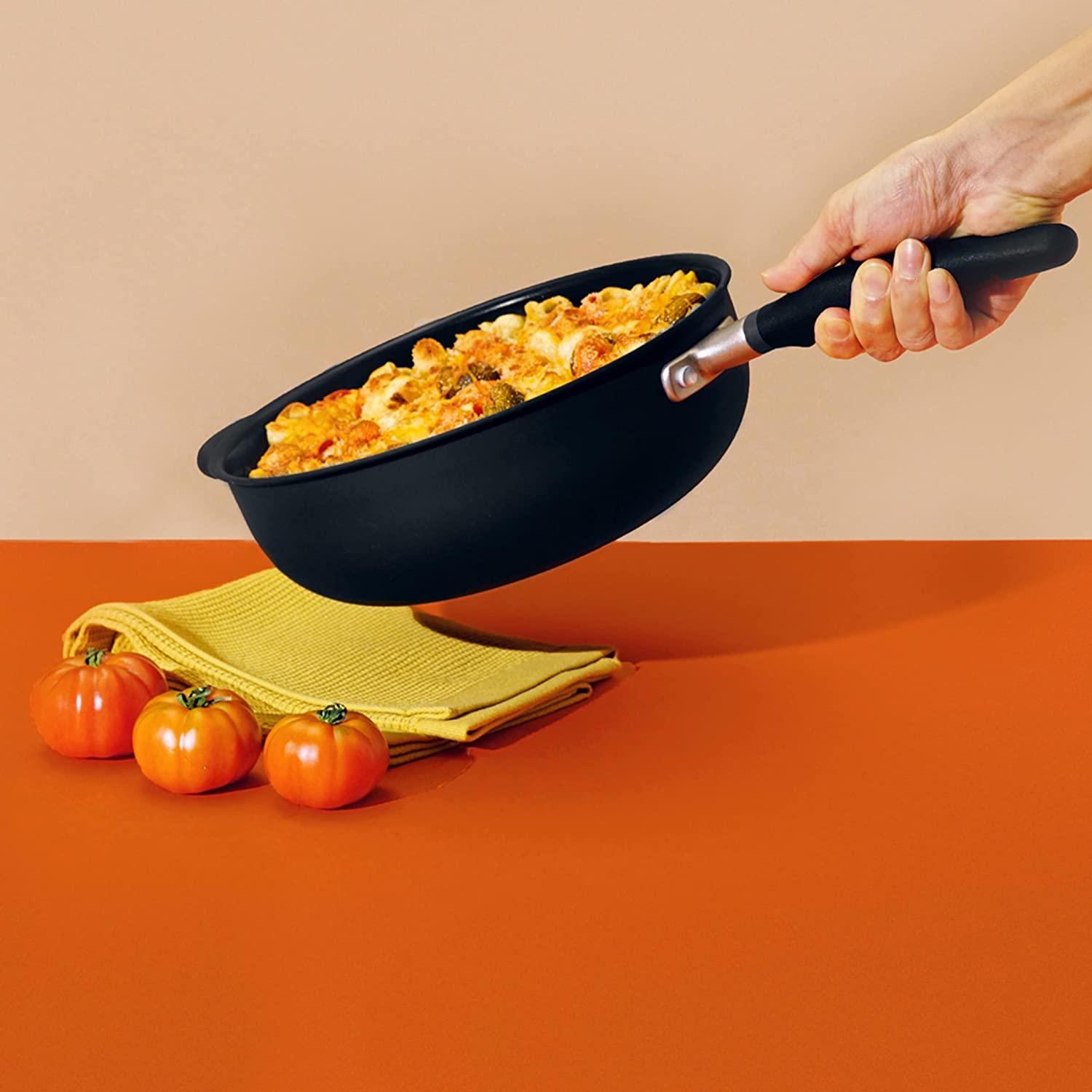 Meyer Accent Series Hard Anodized Nonstick Chef Pan with Helper Handle, 4.5 Liters, Matte Black