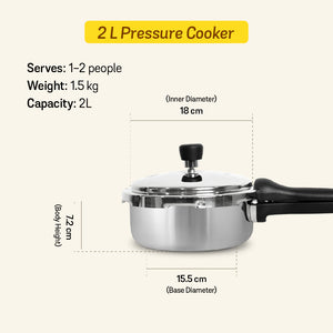 MEYER Presta  2L Tri-ply with Outer Lid Pressure Cooker