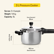MEYER Presta  3L Tri-ply with Outer Lid Pressure Cooker