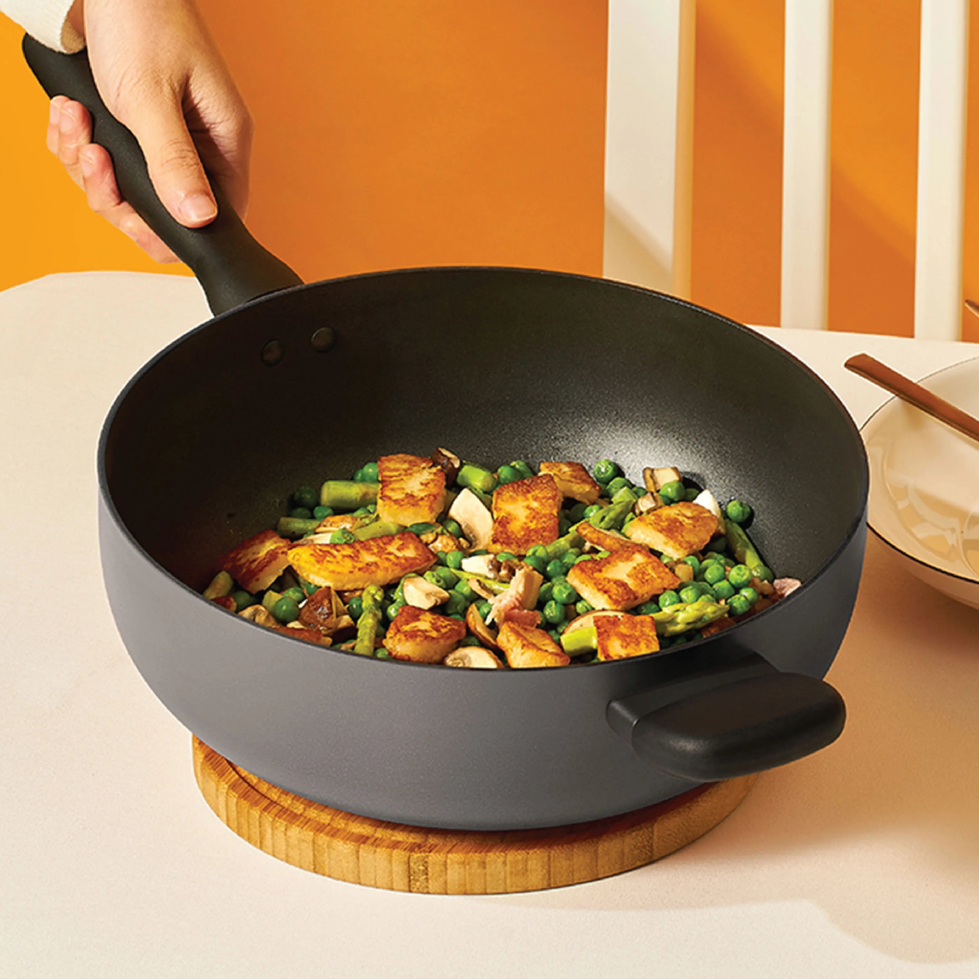 Meyer Bauhaus Nonstick Open Chef's Pan, 26 cm, Dark Grey