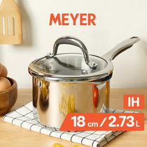 Meyer Select Stainless Steel Straining Saucepan 18cm (Induction & Gas Compatible)