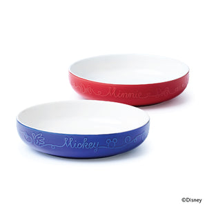 Meyer Disney Bon Voyage Ceramic Deep Plate Set of 2 , 20.5cm Each (Red and Blue)