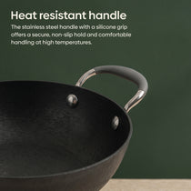 MEYER AEROCAST  Light weight Cast Iron 24cm Kadai with Lid