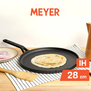 Meyer Cast Iron 2pcs Set - 26cm Curved Roti Tawa + 28cm Flat Dosa Tawa