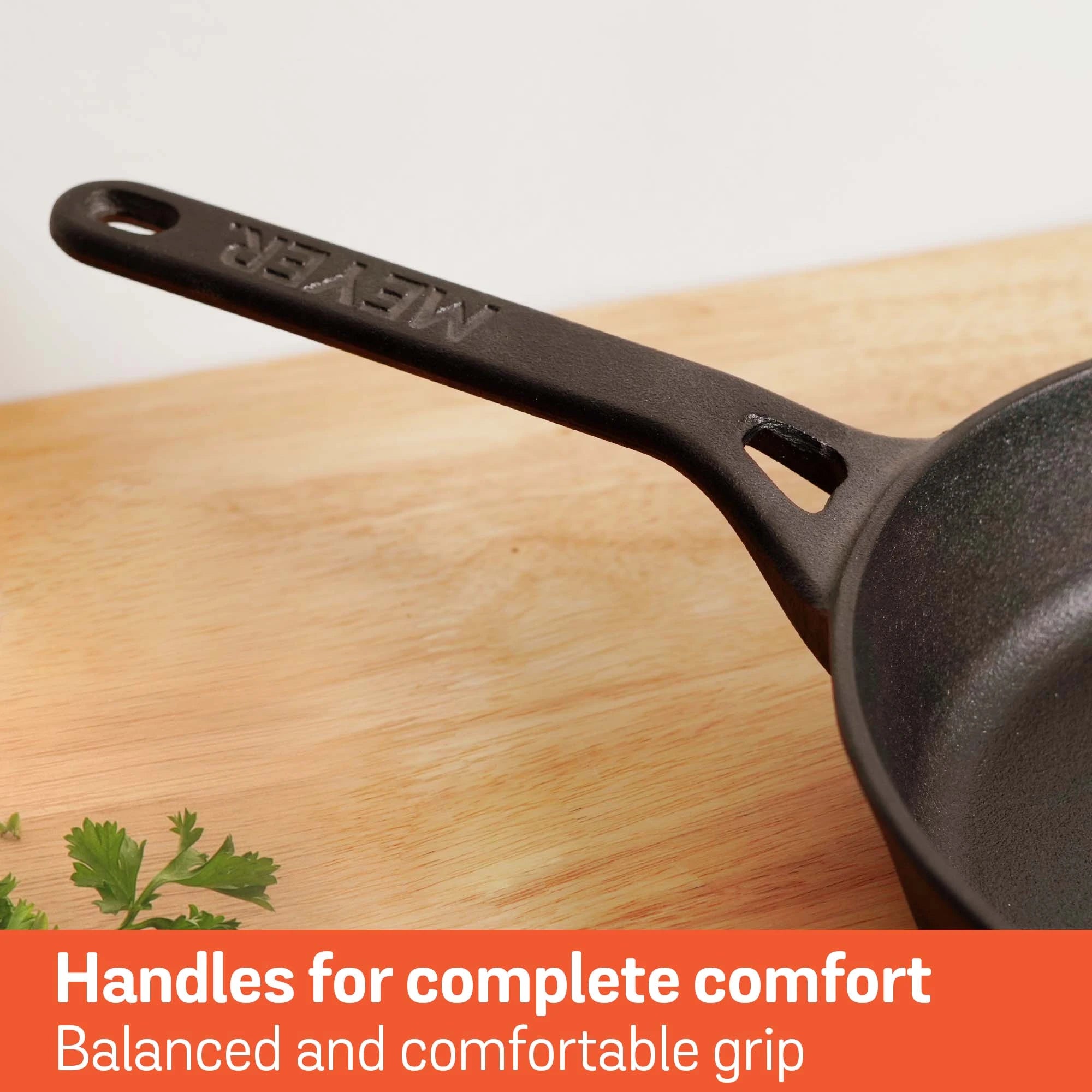 Meyer Pre-Seasoned Cast iron Frypan/Skillet single handle, 22cm-4