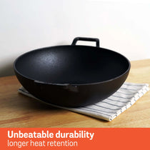 Meyer Pre Seasoned Cast Iron curved Kadai without Lid, 26cm-5