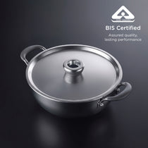 Meyer Trivantage Pro 22cm/2L Triply Stainless Steel shallow kadhai with lid