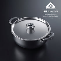 Meyer Trivantage Pro 24cm/2.9L Triply Stainless Steel shallow kadhai with lid