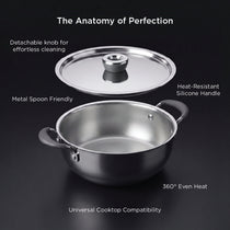 Meyer Trivantage Pro 20cm/2.3L Triply Stainless Steel deep kadhai with lid