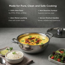 Meyer Trivantage Pro 20cm/2.3L Triply Stainless Steel deep kadhai with lid