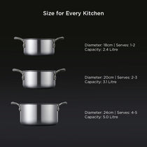 Meyer Trivantage Pro 18cm/2.4L Triply Stainless Steel Casserole with lid