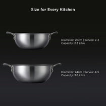 Meyer Trivantage Pro 20cm/2.3L Triply Stainless Steel deep kadhai with lid
